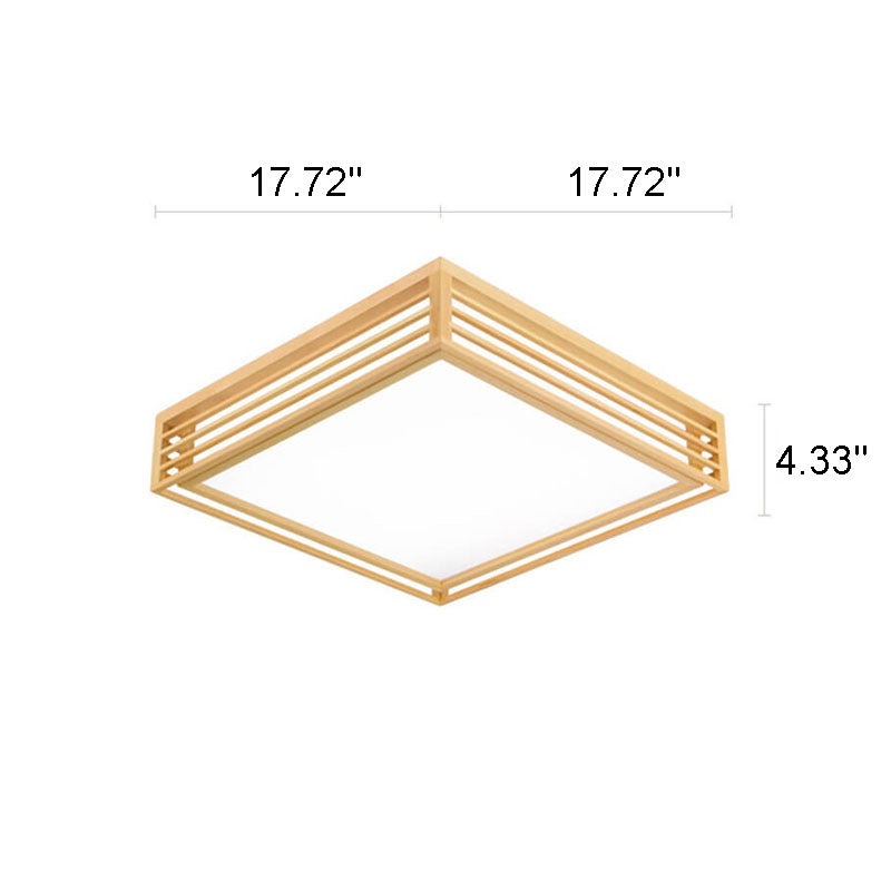 LED Flush Mount Ceiling Light | Modern Wood & Acrylic Design with Dimmable Color Temperatures for Low Ceilings & Various Rooms