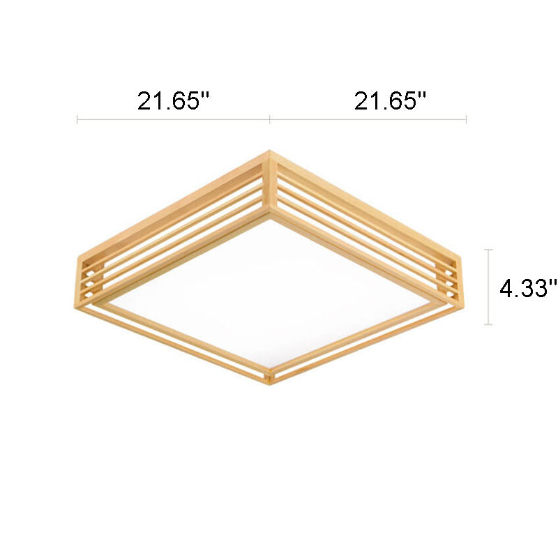 LED Flush Mount Ceiling Light | Modern Wood & Acrylic Design with Dimmable Color Temperatures for Low Ceilings & Various Rooms