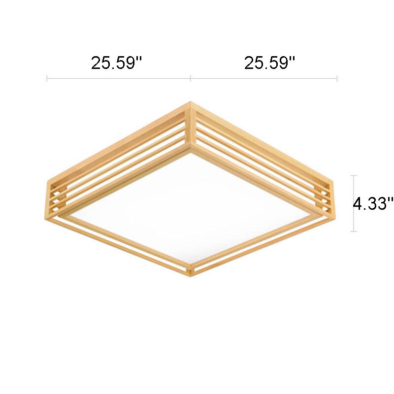 LED Flush Mount Ceiling Light | Modern Wood & Acrylic Design with Dimmable Color Temperatures for Low Ceilings & Various Rooms
