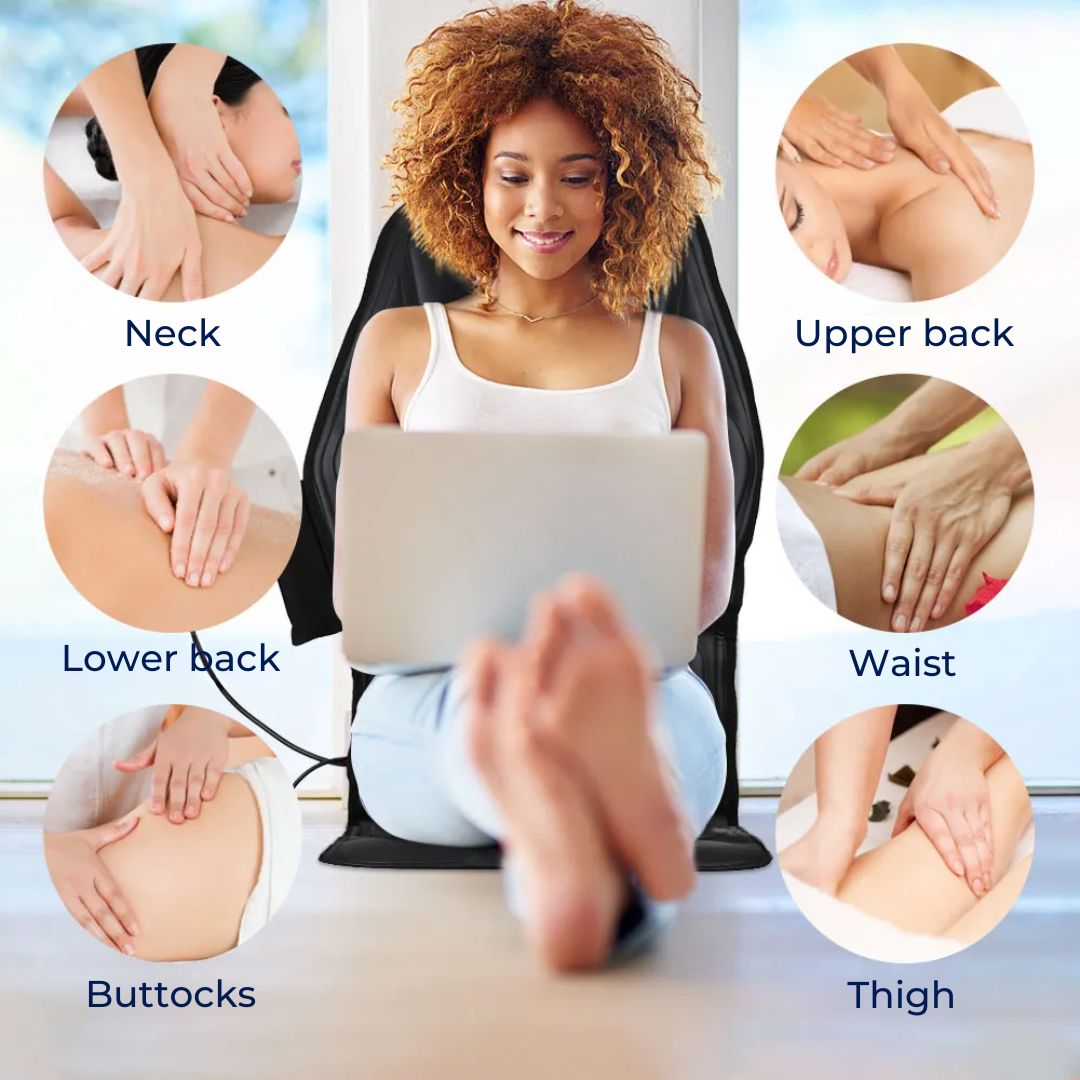 Massage Chair Pad | Heated Vibration Cushion with Adjustable Lumbar Support for Home, Office & Car Use