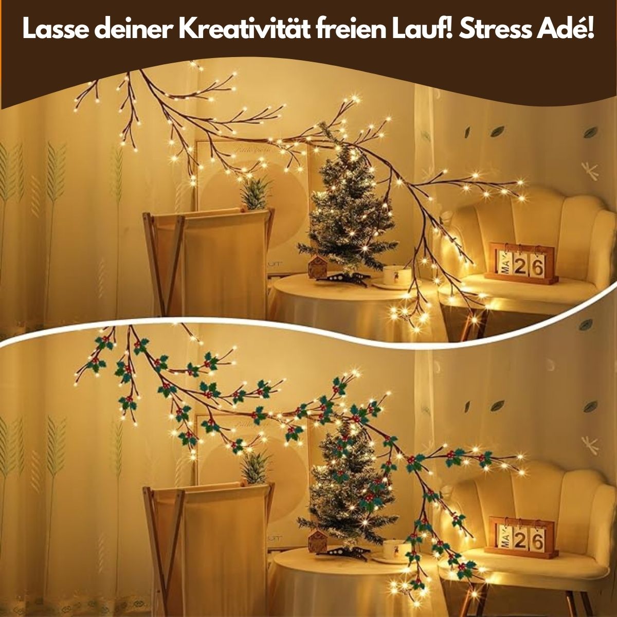 LED Grapevine Fairy Lights - 100 LED String Lights with Green Wire for Indoor & Outdoor Decoration, Parties, and Garden Use