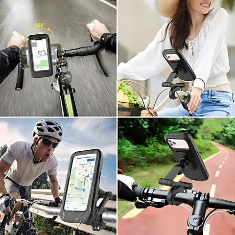 Waterproof Bike Phone Holder | 360° Rotation, Touchscreen Access & Secure for All Weather Cycling