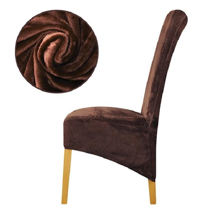 Stretch Velvet XL Size Dining Chair Covers x4 | Soft. Stretchable & Non-Slip for Home Dining Room Decoration