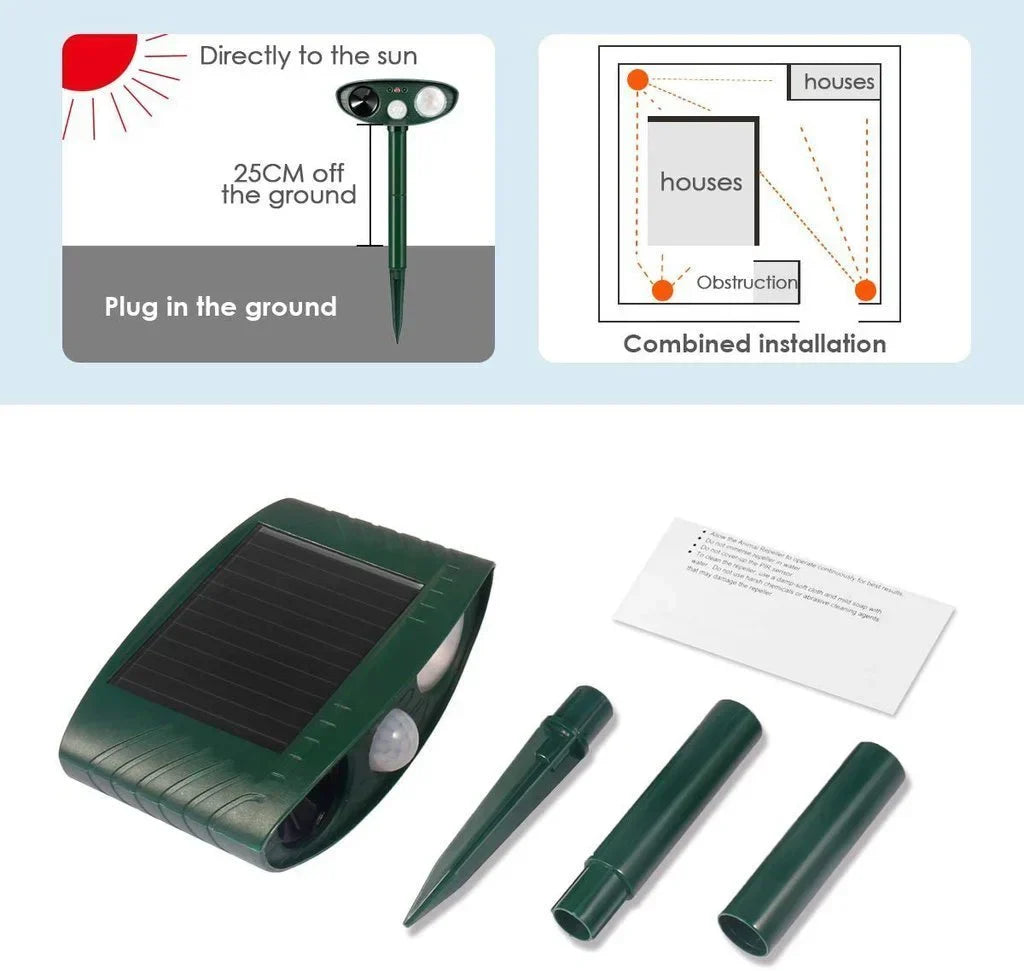 Solar-Powered Ultrasonic Deer Repeller - Effective Deer Deterrent for Gardens & Yards in 48 Hours