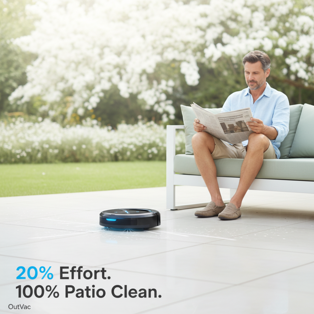 OutVac - Effortless cleaning for patios, decks, and gardens.
