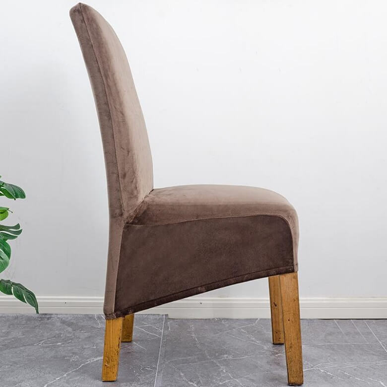 Stretch Velvet XL Size Dining Chair Covers x4 | Soft. Stretchable & Non-Slip for Home Dining Room Decoration