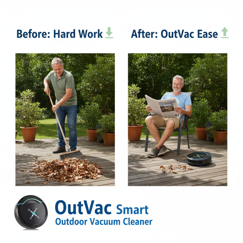 OutVac - Effortless cleaning for patios, decks, and gardens.