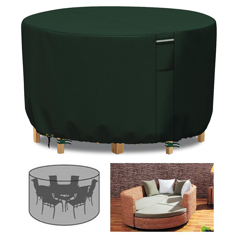Round Waterproof Garden Furniture Cover | Heavy-Duty, UV-Resistant & Adjustable for Outdoor Tables and Chairs