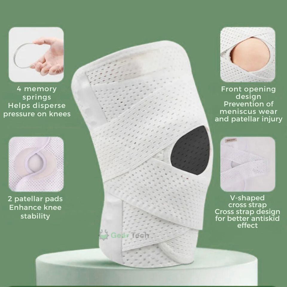 Knee Pads for Pain Relief | Support Compression Springs & Adjustable Tension Strap for Stability and Joint Protection