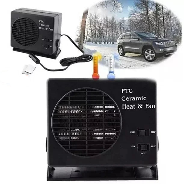 12V Ceramic Car Heater | 150W-300W Portable Fan with Automatic Thermostat for Winter Use in Vehicles