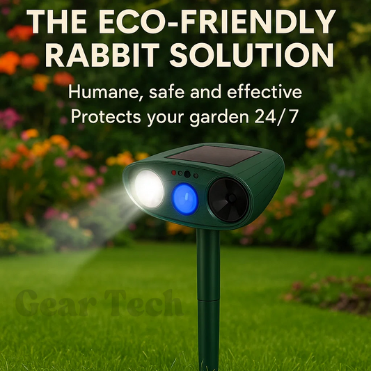 Solar Powered Ultrasonic Rabbit Repeller with Flashing Light – Effective Pest Control for Gardens and Yards