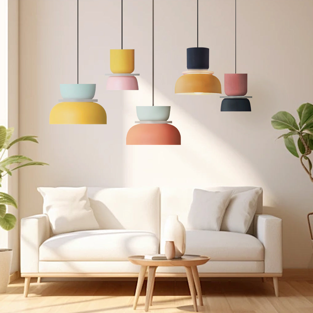 Nordic Color Block Pendant Light Fixture - Modern Hanging Lamp for Kitchen & Dining Room