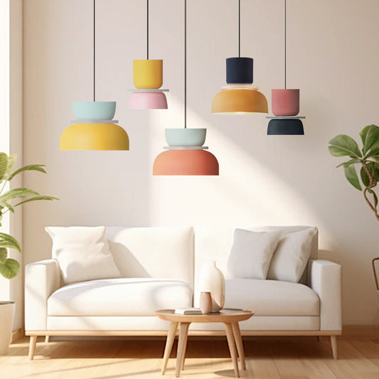 Nordic Color Block Pendant Light Fixture - Modern Hanging Lamp for Kitchen & Dining Room