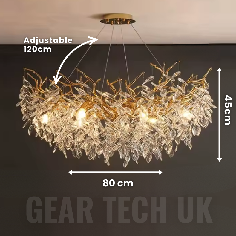 French Style Crystal Chandelier with Branch Design for Living Room & Dining Room Lighting