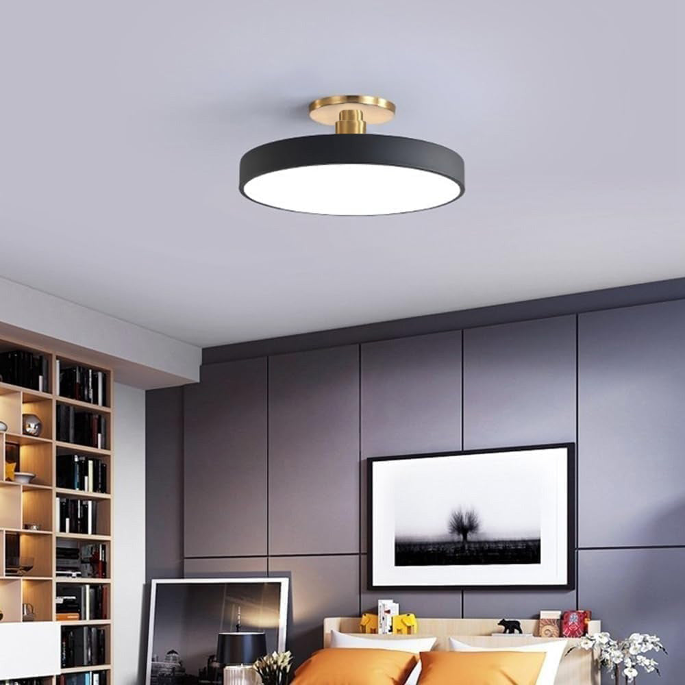 LED Ceiling Light | Modern Black Metal Flush Mount, Energy-Efficient & Ideal for Living Room, Bedroom or Hallway
