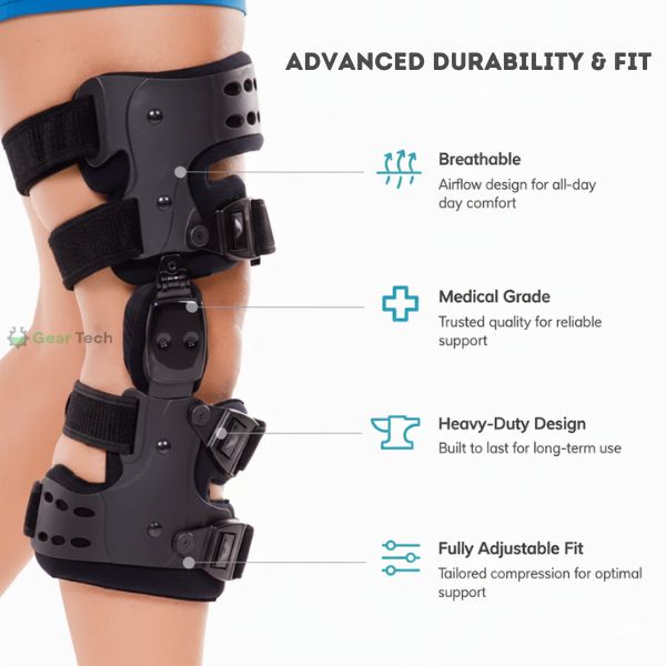 Osteoarthritis Unloader Knee Brace | Medial & Lateral Support for Bone-on-Bone Arthritis Relief, Adjustable Size for Enhanced Comfort