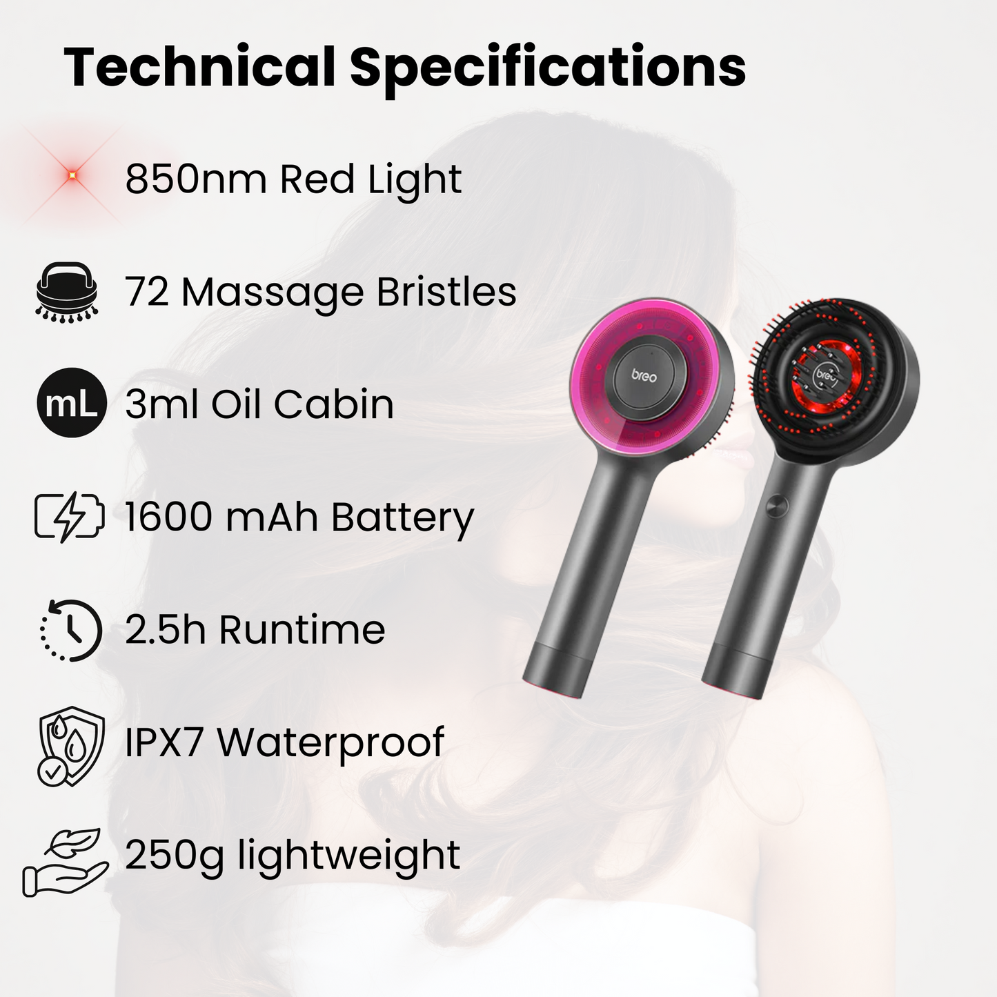 Scalp Massaging Brush with Red Light Therapy | Promotes Hair Growth & Relieves Scalp Tension for Healthier Hair