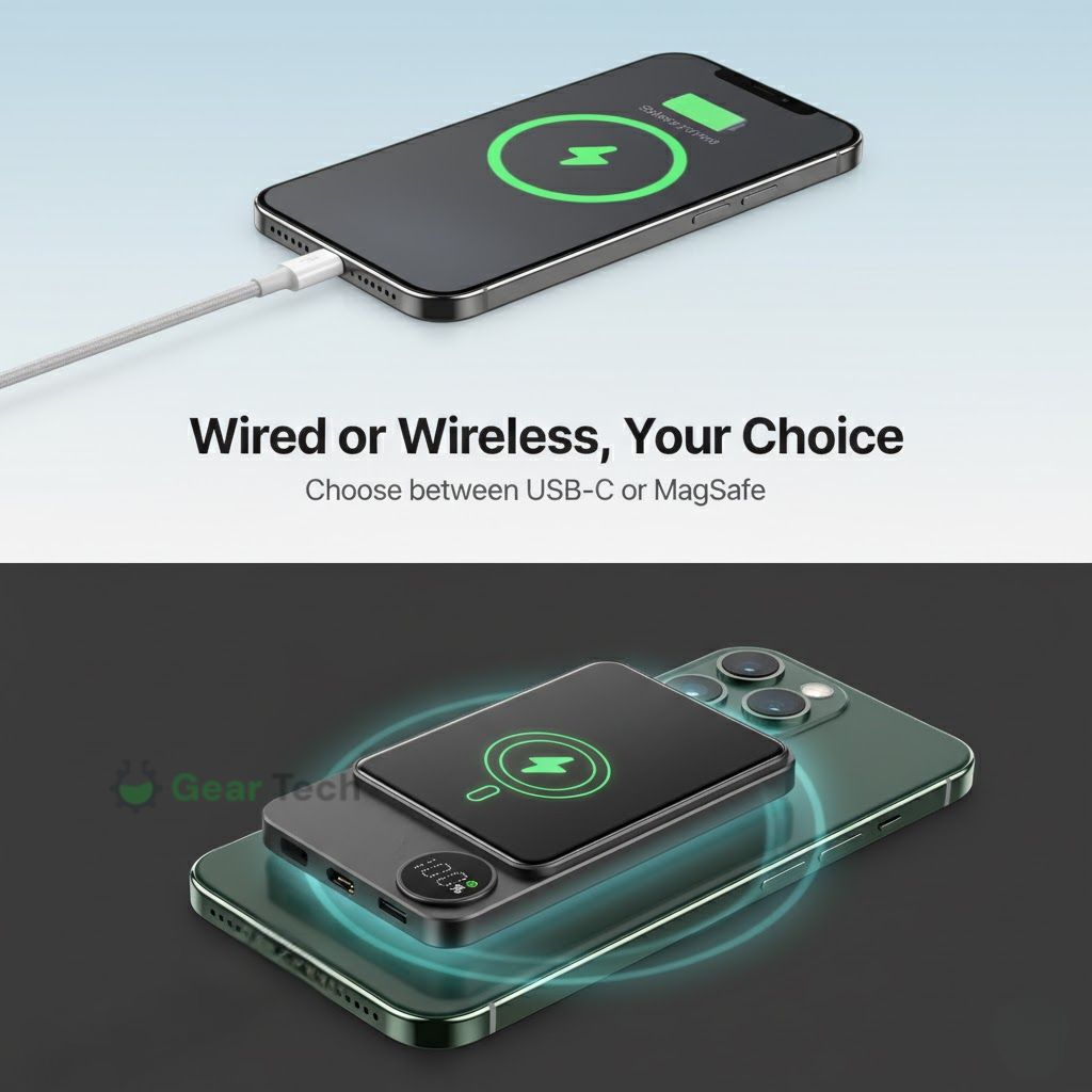 Sleek Magnetic Fast Charging Power Bank – Wireless, High-Capacity Backup Battery for All Devices