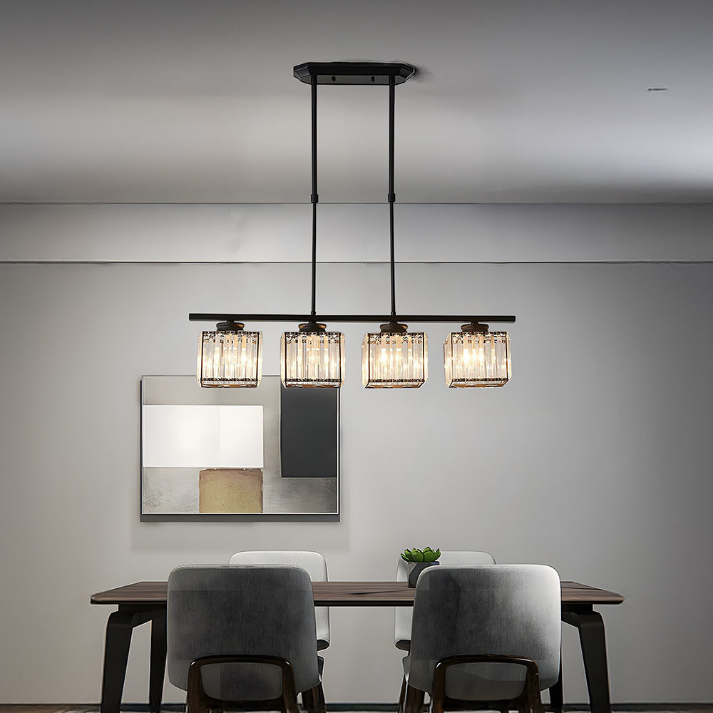 Modern Art Deco Glass Kitchen Island Lamps | Adjustable Height. 3-4 Lights & Ideal for Dining Room and Kitchen Lighting