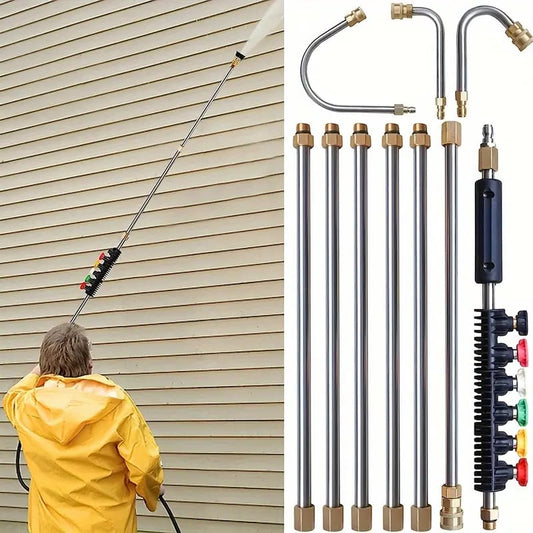 Telescoping High Pressure Washer Wand Set | 4000 PSI, 7 Nozzle Tips & Ideal for Gutter, Roof, and Hard-to-Reach Cleaning