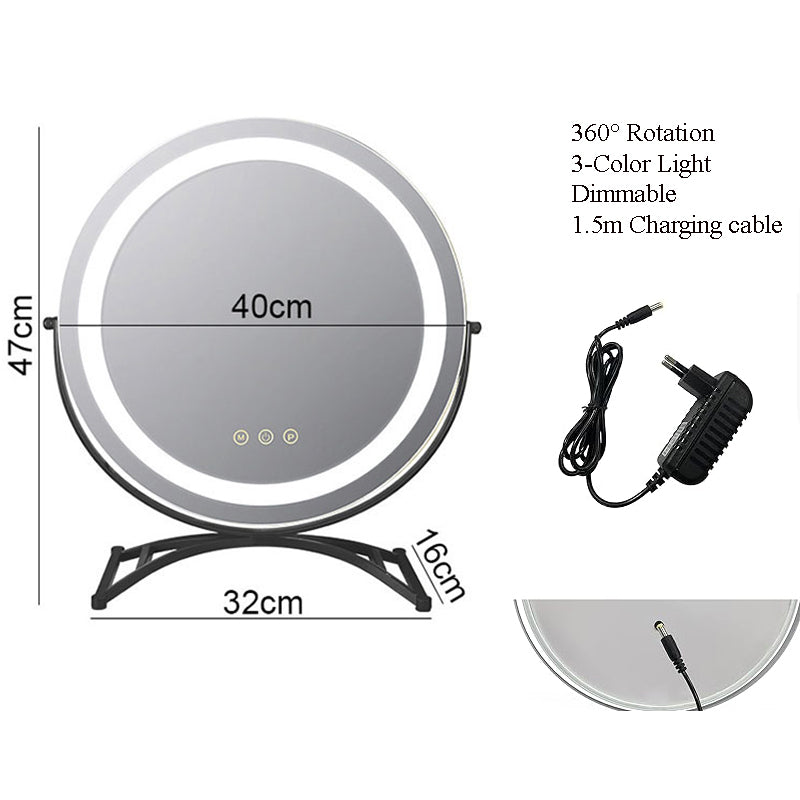 Dimmable LED Makeup Mirror | 360° Rotation. Touch Control & 3 Light Modes for Perfect Makeup Application