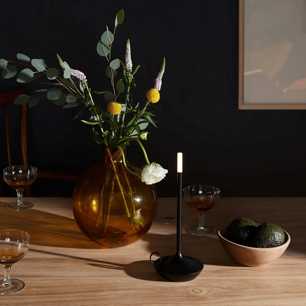 LED Candle Light Table Lamp | Adjustable Brightness. Touch Switch & Battery Operated for Ambient Illumination in Living Room & Bedroom