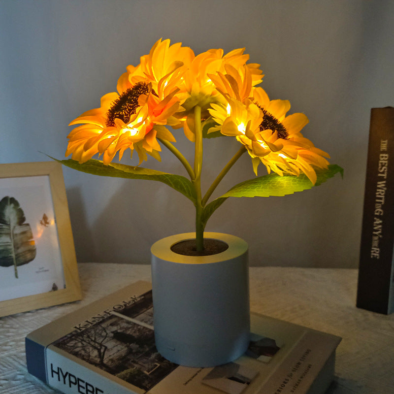 LED Sunflower Table Lamp - Decorative Lighting Fixture for Home Decor & Nightstand Use