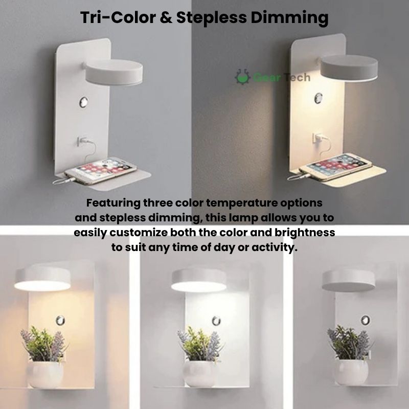 LED Wall Light with Shelf | Soft Glow, Modern Design & Ideal for Creating a Festive Atmosphere in Your Bedroom