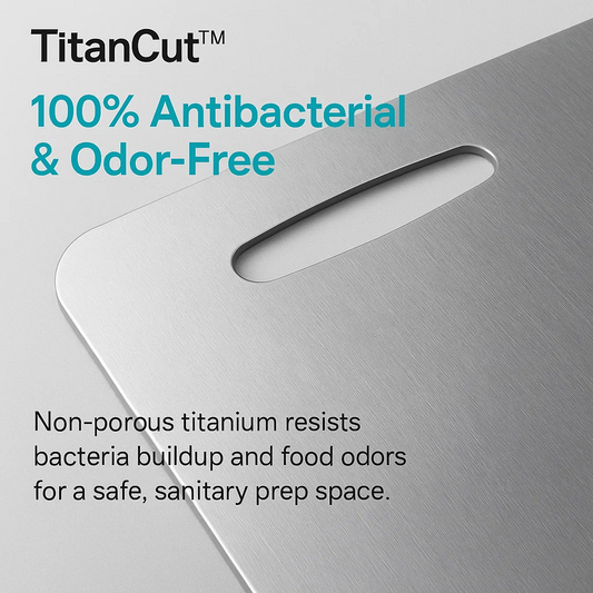 Medical Grade Titanium Cutting Board | Durable, Non-porous Surface for Safe Food Preparation & Kitchen Use