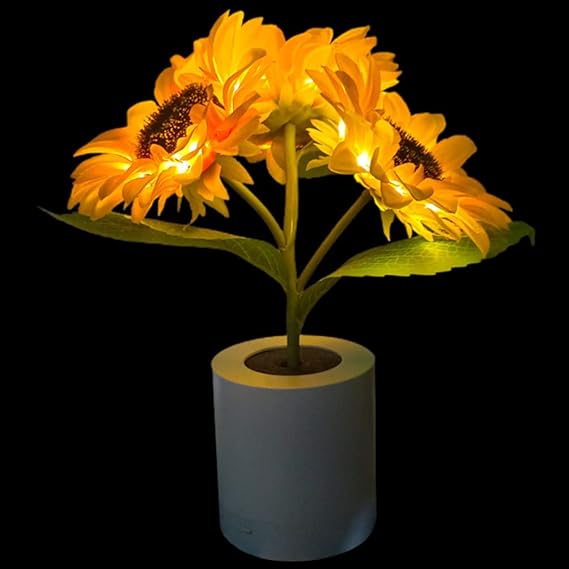 LED Sunflower Table Lamp - Decorative Lighting Fixture for Home Decor & Nightstand Use