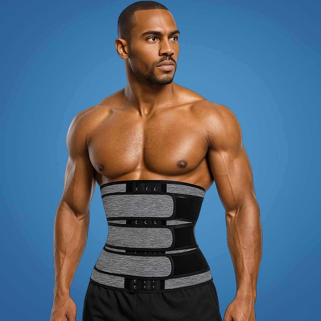 Mens Waist Trainer for Gym & Weight Loss | Triple Compression Fat Burning Sweat Belt | Back Support & Core Trimmer