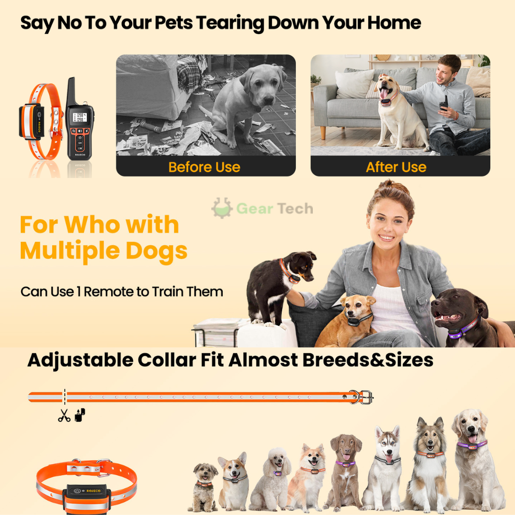 1000m Waterproof Dog Training Collar | Rechargeable, Remote Control & Adjustable for Small, Medium, and Large Dogs
