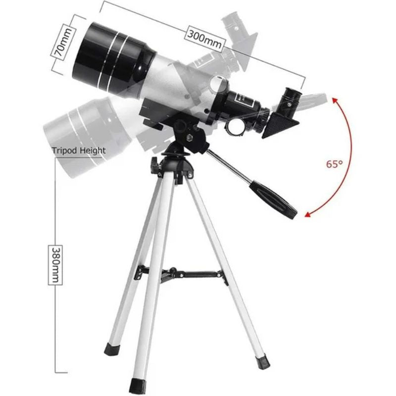 Professional Astronomical Telescope | 70mm Aperture, 300mm Focal Length & Easy Setup for Stargazing and Nature Exploration