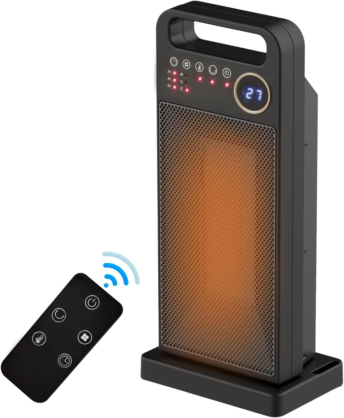2000W Electric Room Heater | Remote Control, Touch Screen & Vertical 120° Oscillation for Home Use