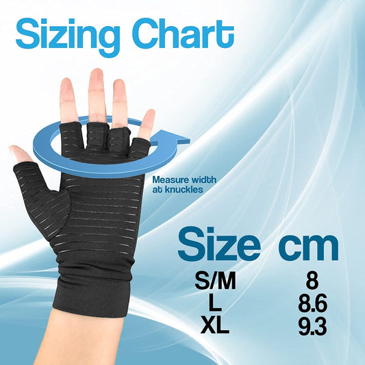 Copper Infused Arthritis Gloves for Finger Pain Relief | Open-Finger, Compression & Non-Slip Design for Pain Relief and Daily Activities