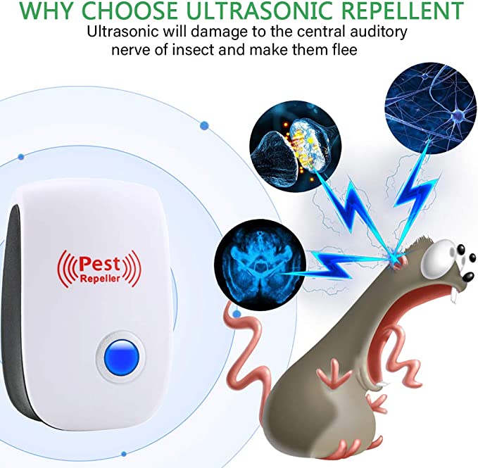 Ultrasonic Rat Repeller Device - Effective Pest Control for Rodents in 48 Hours - Safe for Home & Garden Use