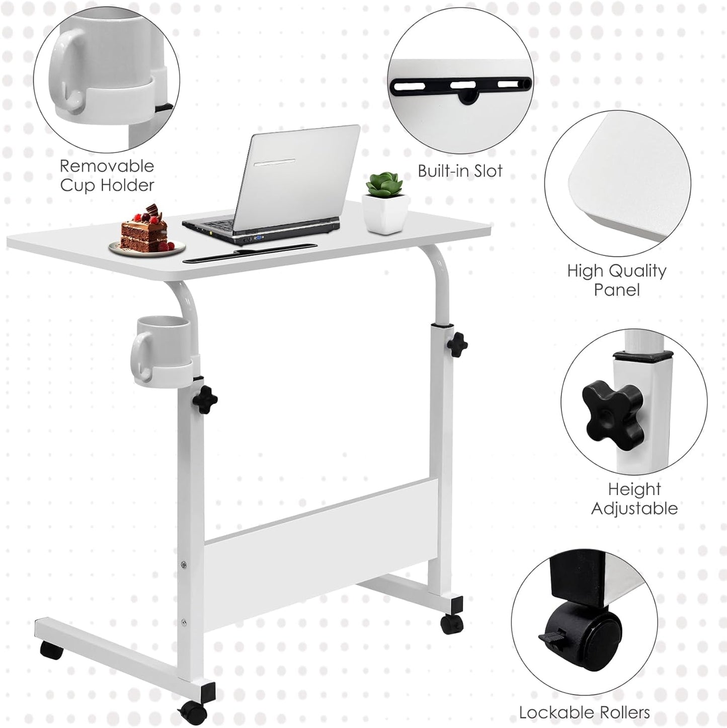Adjustable Laptop Desk | Multi-Purpose, Height-Adjustable & Mobile for Home Office, Bedside or Sofa Use