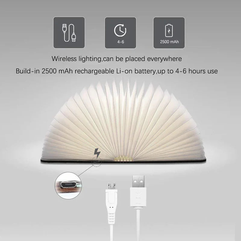 LED Folding Book Light – Unique and Quirky Gift Idea for Book Lovers, Perfect for Reading Nooks or Bedside Tables | Creative and Compact Night Light