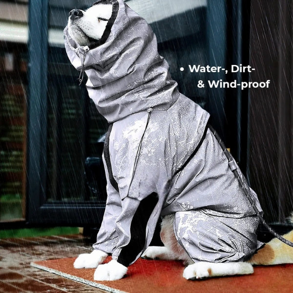 Waterproof Dog Coat with Legs – Reflective Dog Rain Jacket for Small & Large Breeds | Best Rain Coat for Dogs UK