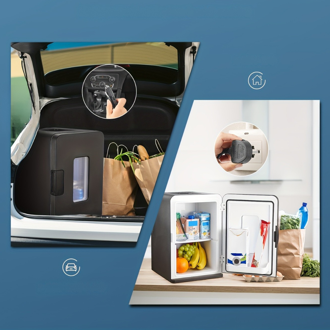 Mini Fridge Portable Quiet Cooler | 15L Capacity with Dual Power for Travel, Office & Home Use