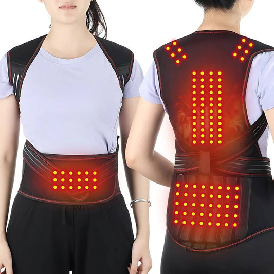 Self-Heating Back Support Brace | Adjustable Heated Posture Corrector for Back Pain Relief & Improved Posture