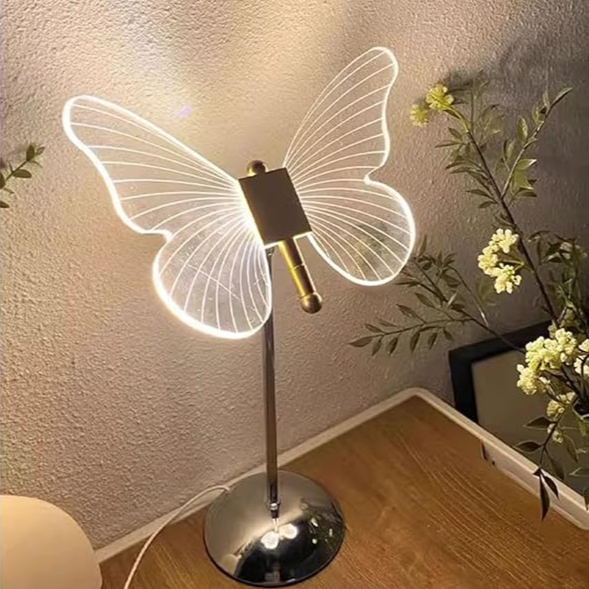 LED Butterfly Crystal Table Lamp - Decorative Lighting Fixture for Bedroom, Living Room & Nightstand Use