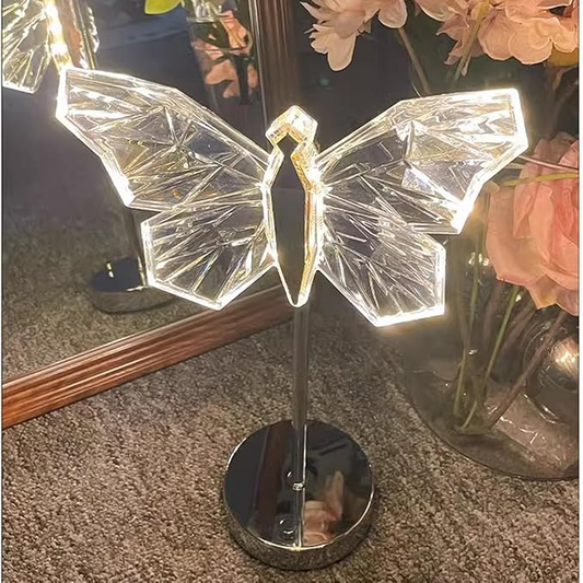 LED Butterfly Crystal Table Lamp - Decorative Lighting Fixture for Bedroom, Living Room & Nightstand Use