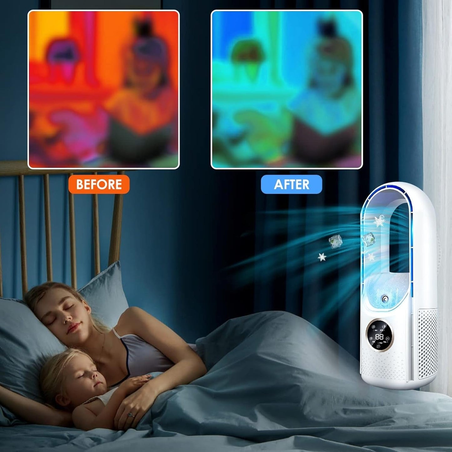 Bladeless Portable Air Conditioner | Ultra-Quiet, Ergonomic Design & Ideal for Home and Office Use