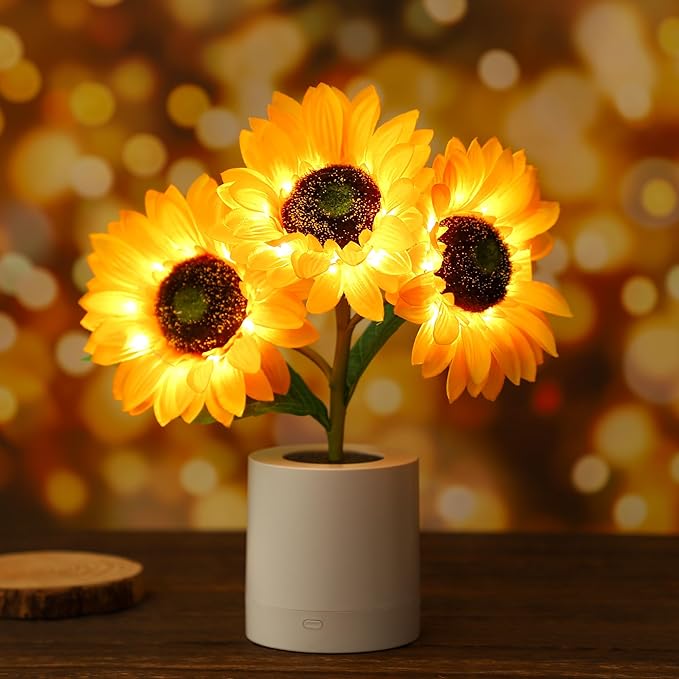 LED Sunflower Table Lamp - Decorative Lighting Fixture for Home Decor & Nightstand Use