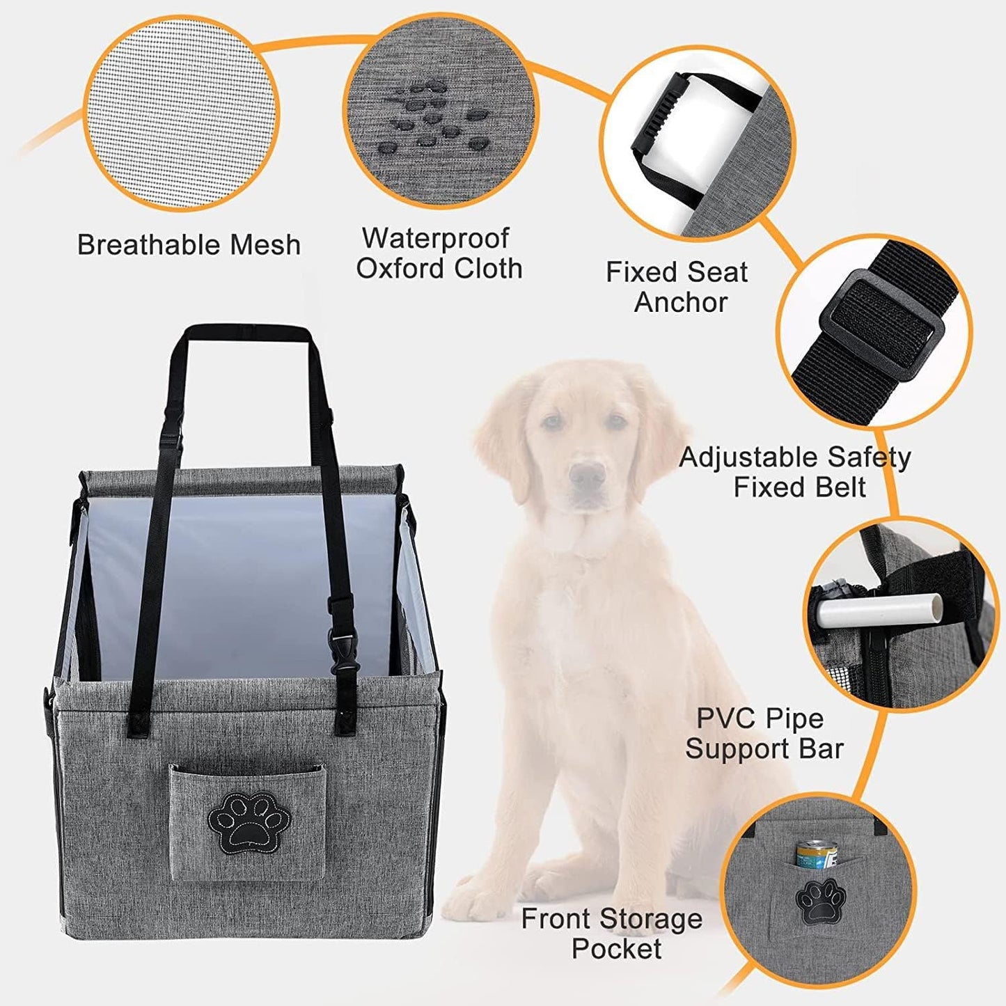Portable Cats & Dog Seat for Car | Waterproof, Spacious & Secure for Stress-Free Car Rides | Dog Car Booster Seat for Summer Holidays