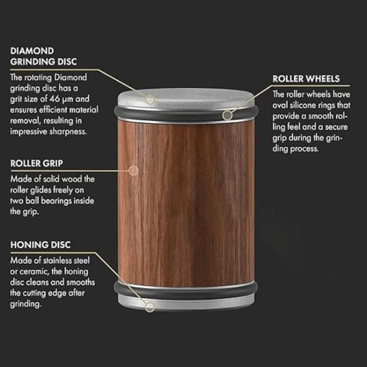 Rolling Knife Sharpener with Dual Grit for Precision Edge Maintenance and Kitchen Use