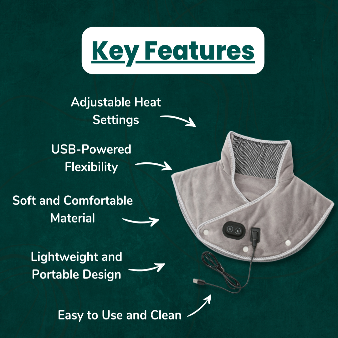 Neck Heating Pad & Massager | Neck and Shoulder Heat for Muscle Relaxation | Adjustable Settings for Stress Relief | Targeted Neck Pain and Relaxation