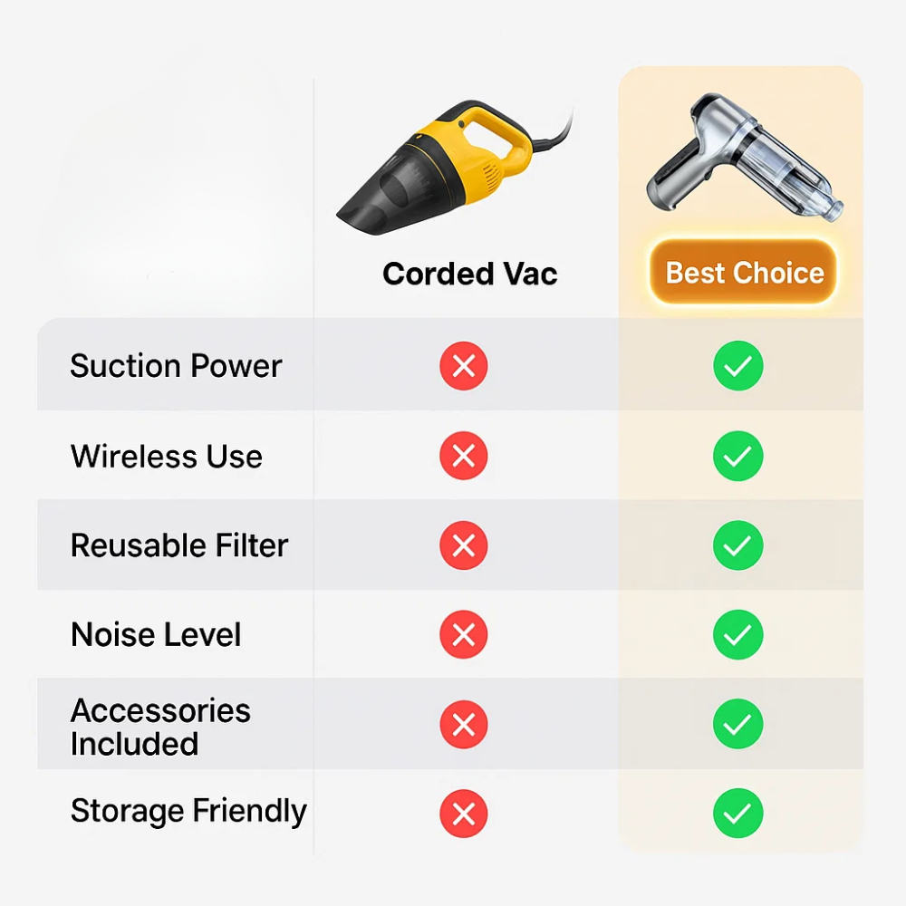 Car Vacuum Cleaner - Powerful and Compact Car Vac for Quick Cleaning
