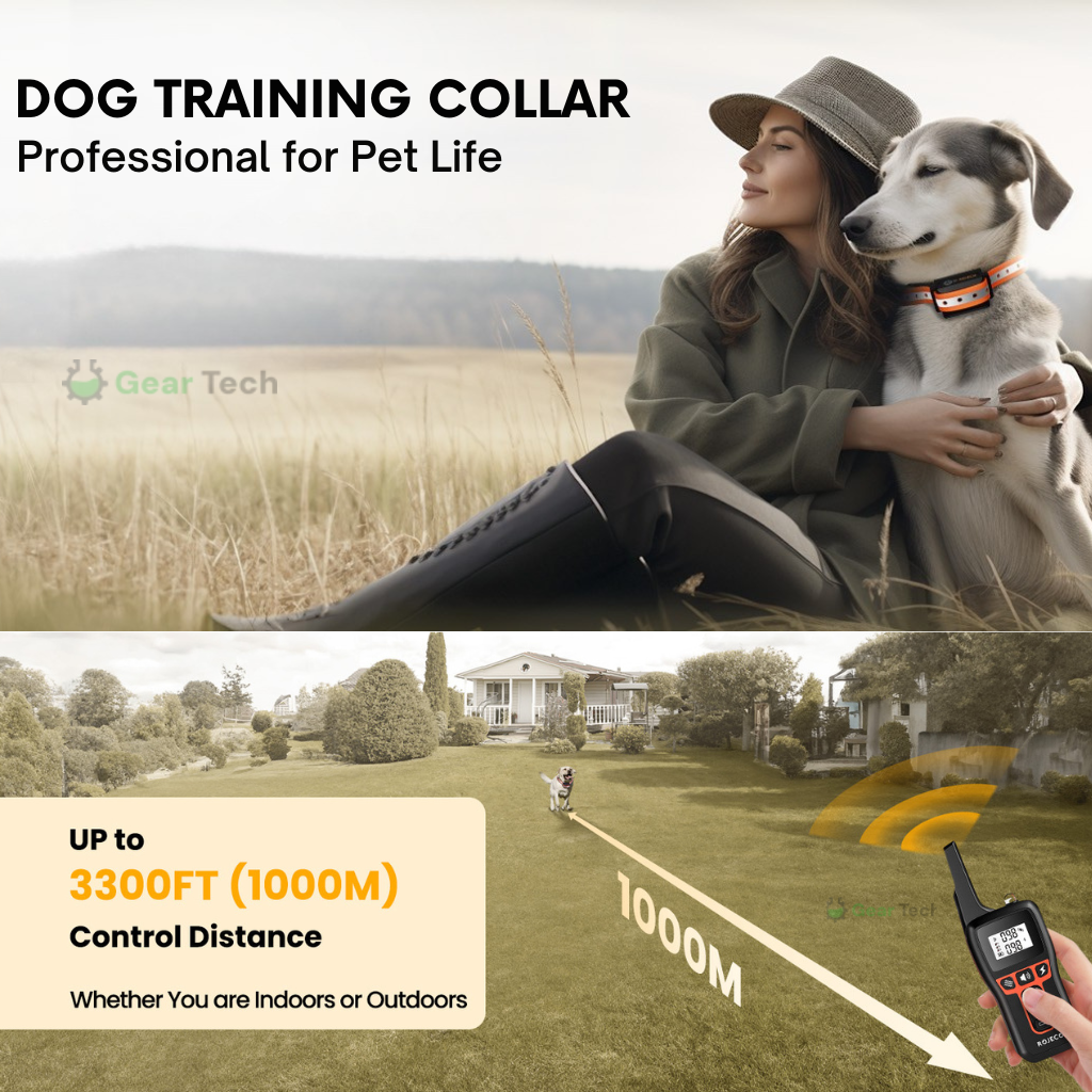 1000m Waterproof Dog Training Collar | Rechargeable, Remote Control & Adjustable for Small, Medium, and Large Dogs